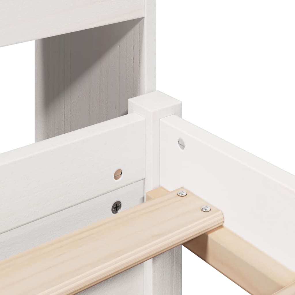 Cama con estantería sin colchón madera maciza blanca 120x200 cm V2571 Vetonek