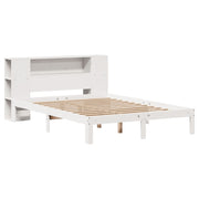 Cama con estantería sin colchón madera maciza blanca 120x190 cm v2953 - Vetonek