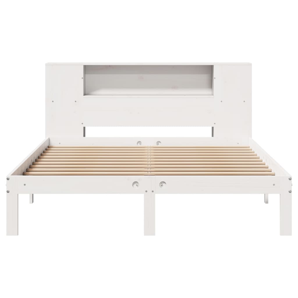 Cama con estantería sin colchón madera maciza blanca 120x190 cm v2953 - Vetonek
