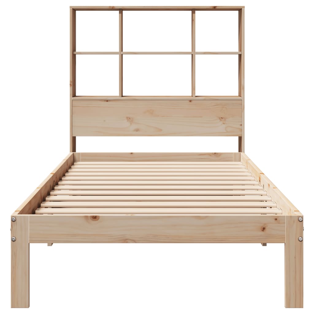 Cama con estantería sin colchón madera maciza de pino 90x190 cm V3356 Vetonek