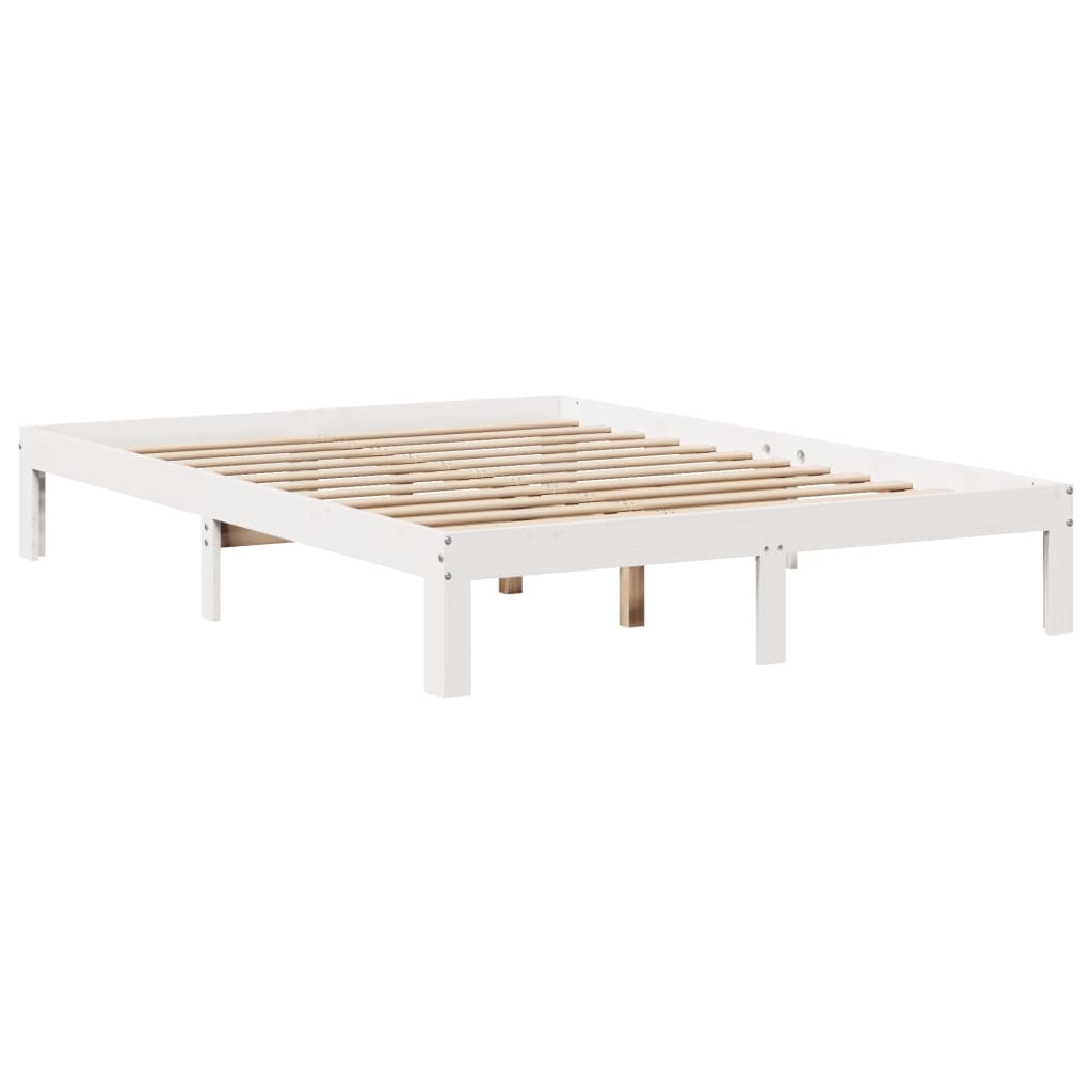 Cama con estantería sin colchón madera maciza blanca 120x200 cm V3486 Vetonek