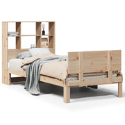 Cama con estantería sin colchón madera maciza de pino 90x190 cm V4391 Vetonek