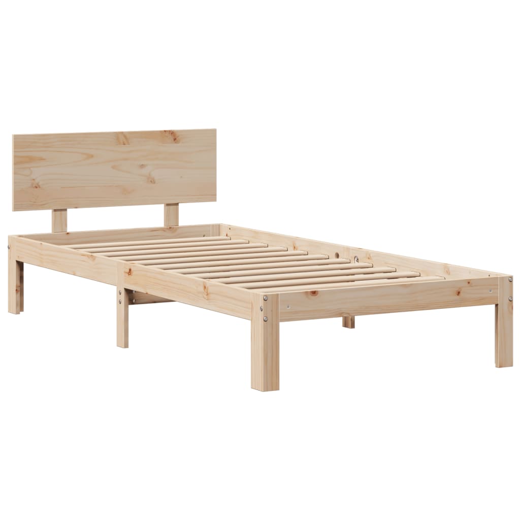 Cama con estantería sin colchón madera maciza de pino 90x190 cm V4391 Vetonek
