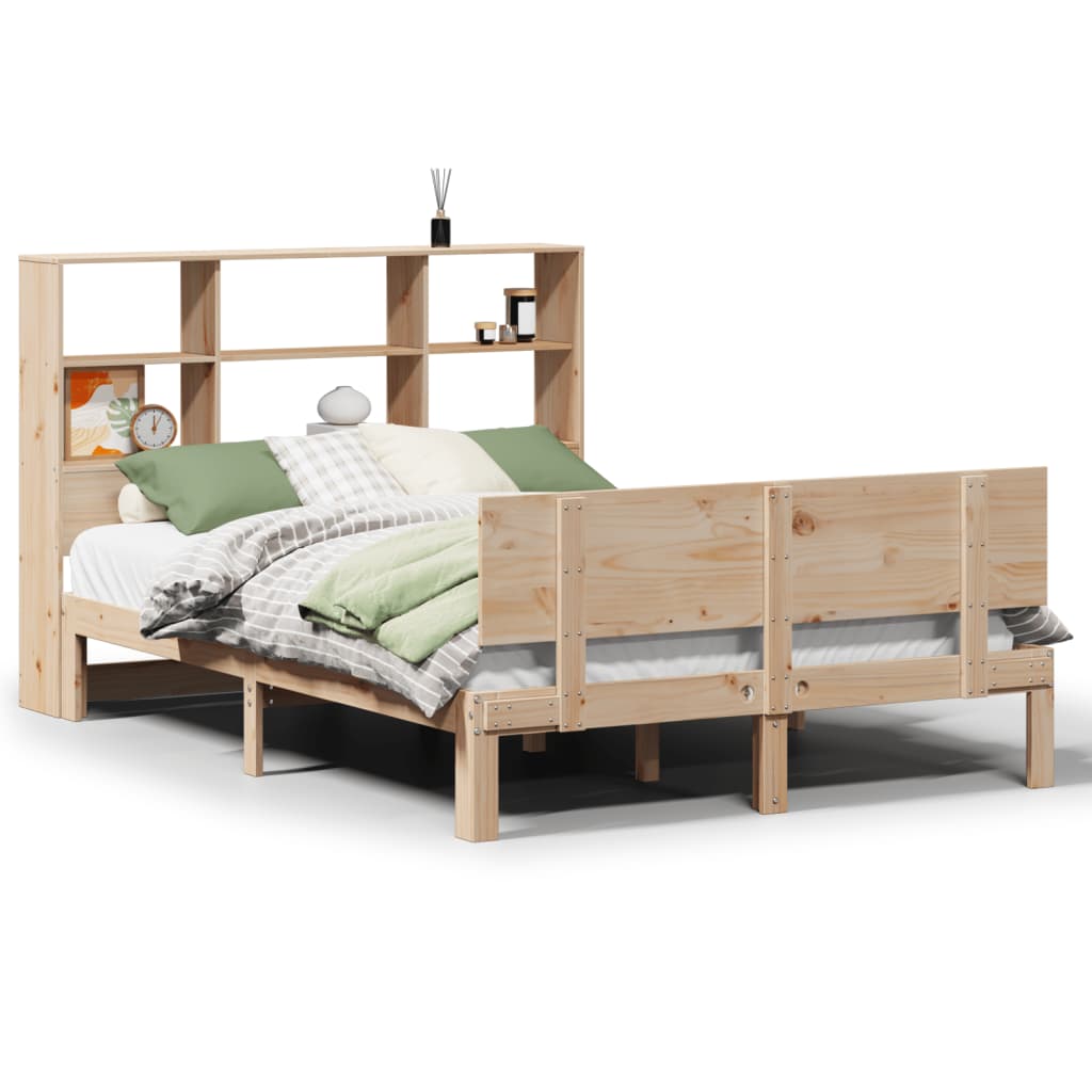 Cama con estantería sin colchón madera maciza de pino 120x190cm V4414 Vetonek