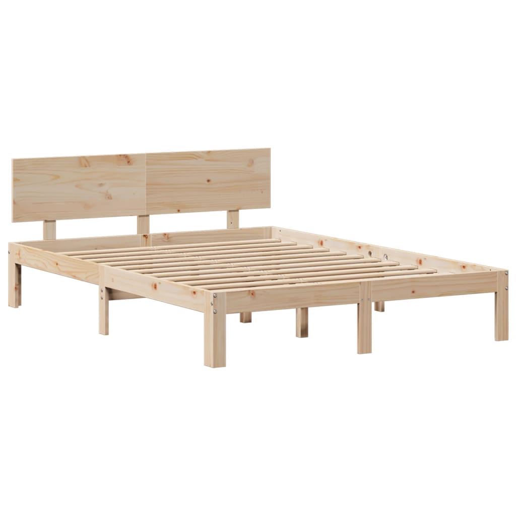 Cama con estantería sin colchón madera maciza de pino 120x190cm V4414 Vetonek
