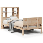 Cama con estantería sin colchón madera maciza de pino 90x200 cm V4476 Vetonek