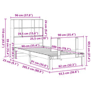 Cama con estantería sin colchón madera maciza de pino 90x200 cm V4476 Vetonek
