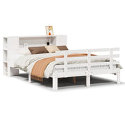 Vetonek Cama con estantería sin colchón madera maciza blanca 120x190 cm