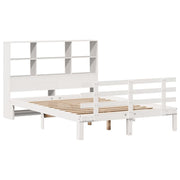 Cama con estantería sin colchón madera maciza blanca 120x190 cm V5336 Vetonek