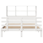 Cama con estantería sin colchón madera maciza blanca 120x190 cm V5336 Vetonek