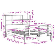 Cama con estantería sin colchón madera maciza blanca 120x190 cm V5336 Vetonek