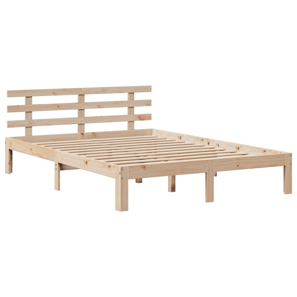 Cama con estantería sin colchón madera maciza de pino 135x190cm V5343 Vetonek