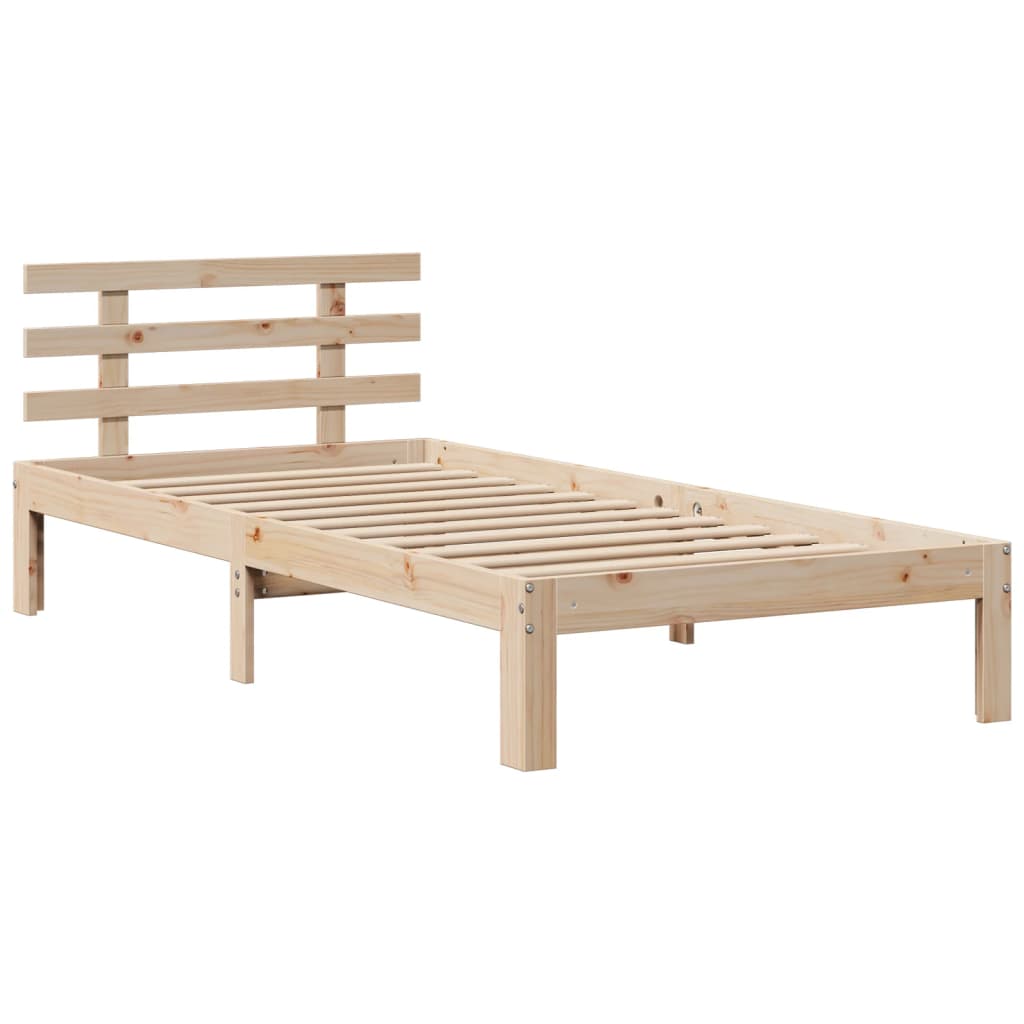 Cama con estantería sin colchón madera maciza de pino 90x200 cm V5381 Vetonek