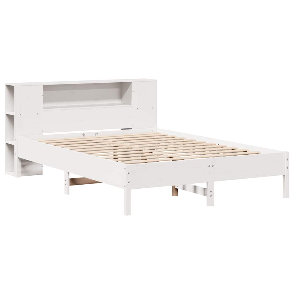 Cama con estantería sin colchón madera maciza blanca 120x190 cm - Vetonek