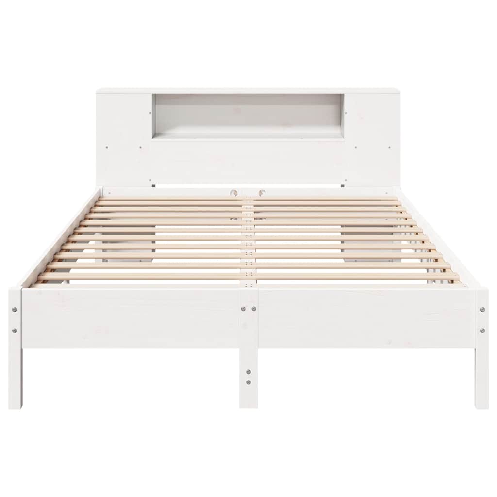 Cama con estantería sin colchón madera maciza blanca 120x190 cm - Vetonek