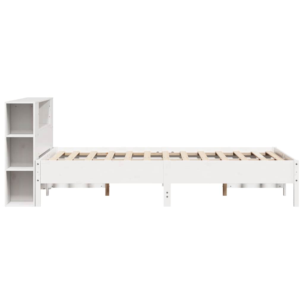 Cama con estantería sin colchón madera maciza blanca 120x190 cm - Vetonek
