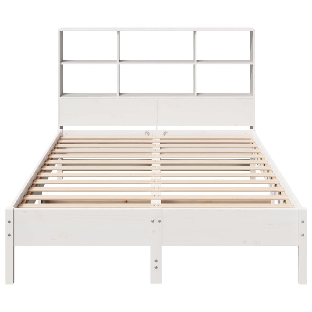 Cama con estantería sin colchón madera maciza blanca 120x200 cm V6616 Vetonek