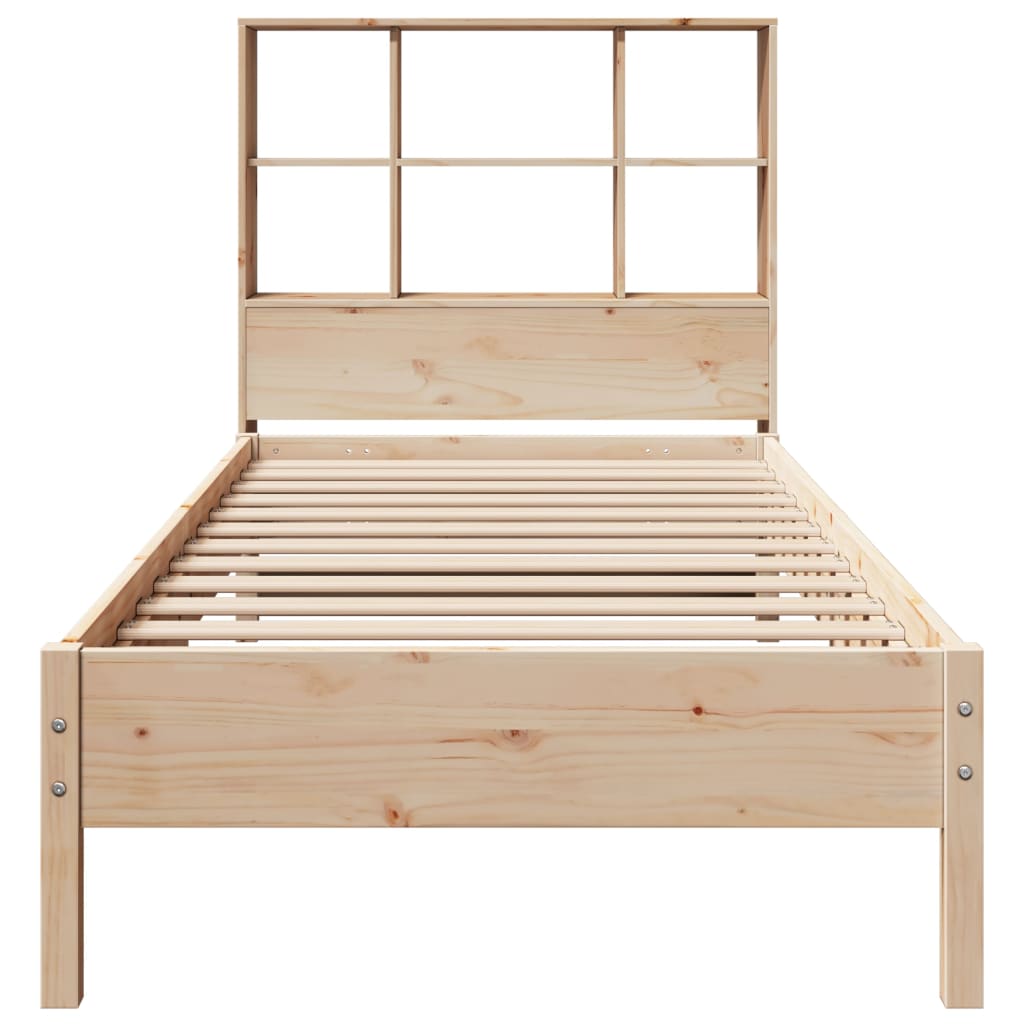 Cama con estantería sin colchón madera maciza de pino 90x200 cm V6661 Vetonek