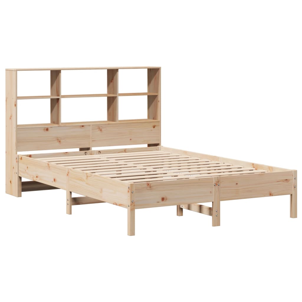 Cama con estantería sin colchón madera maciza de pino 120x190cm V6753 Vetonek