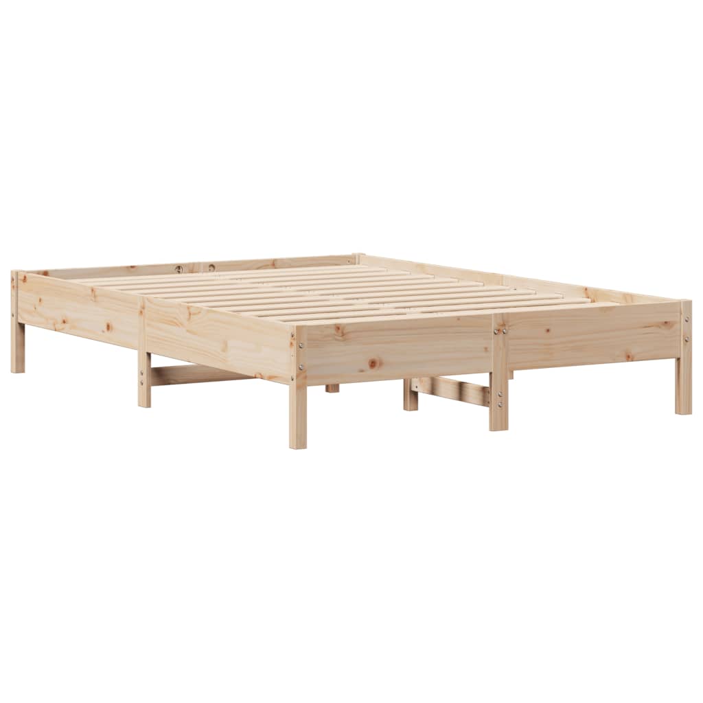 Cama con estantería sin colchón madera maciza de pino 120x190cm V6753 Vetonek