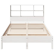 Cama con estantería sin colchón madera maciza blanca 120x190 cm V6760 Vetonek