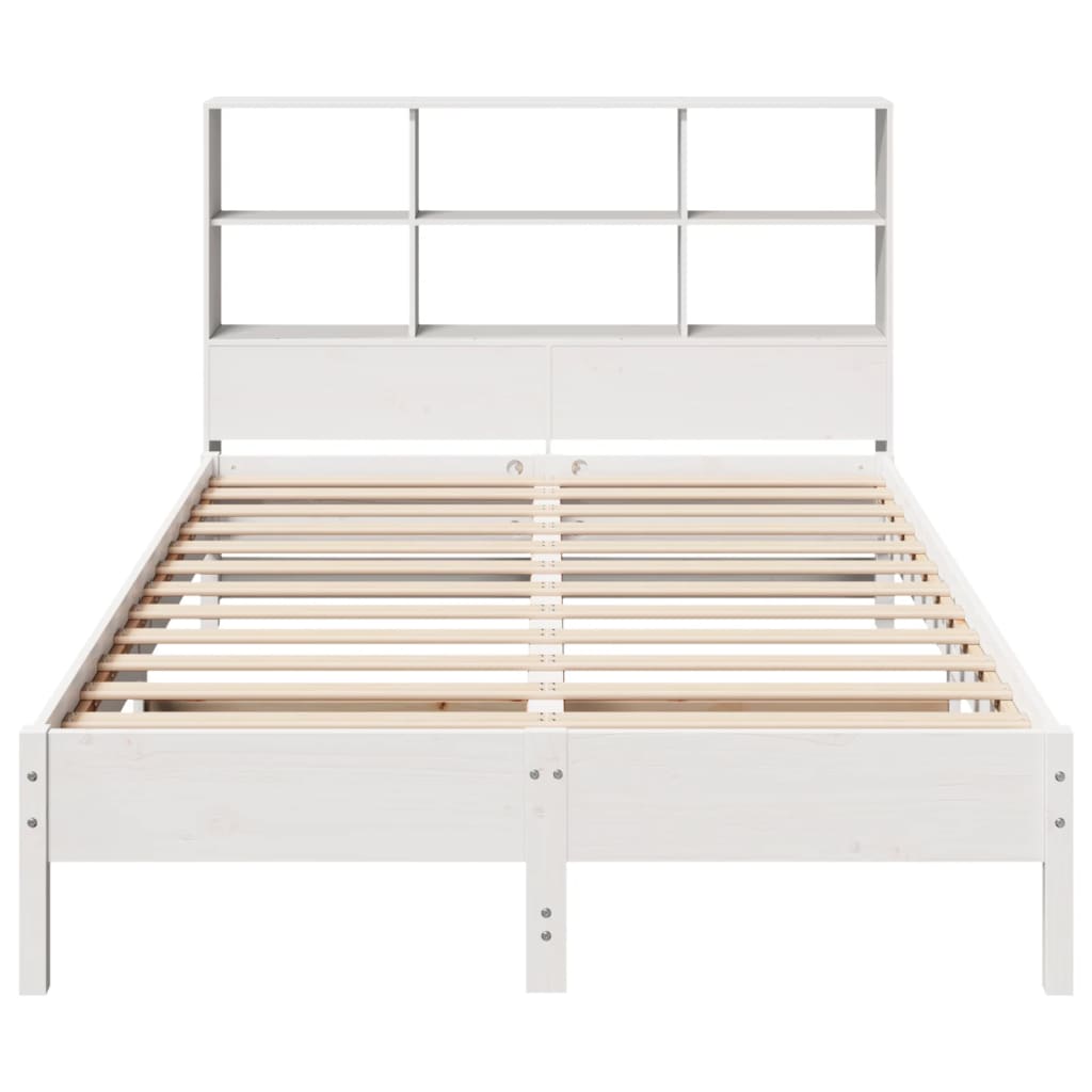 Cama con estantería sin colchón madera maciza blanca 120x190 cm V6760 Vetonek