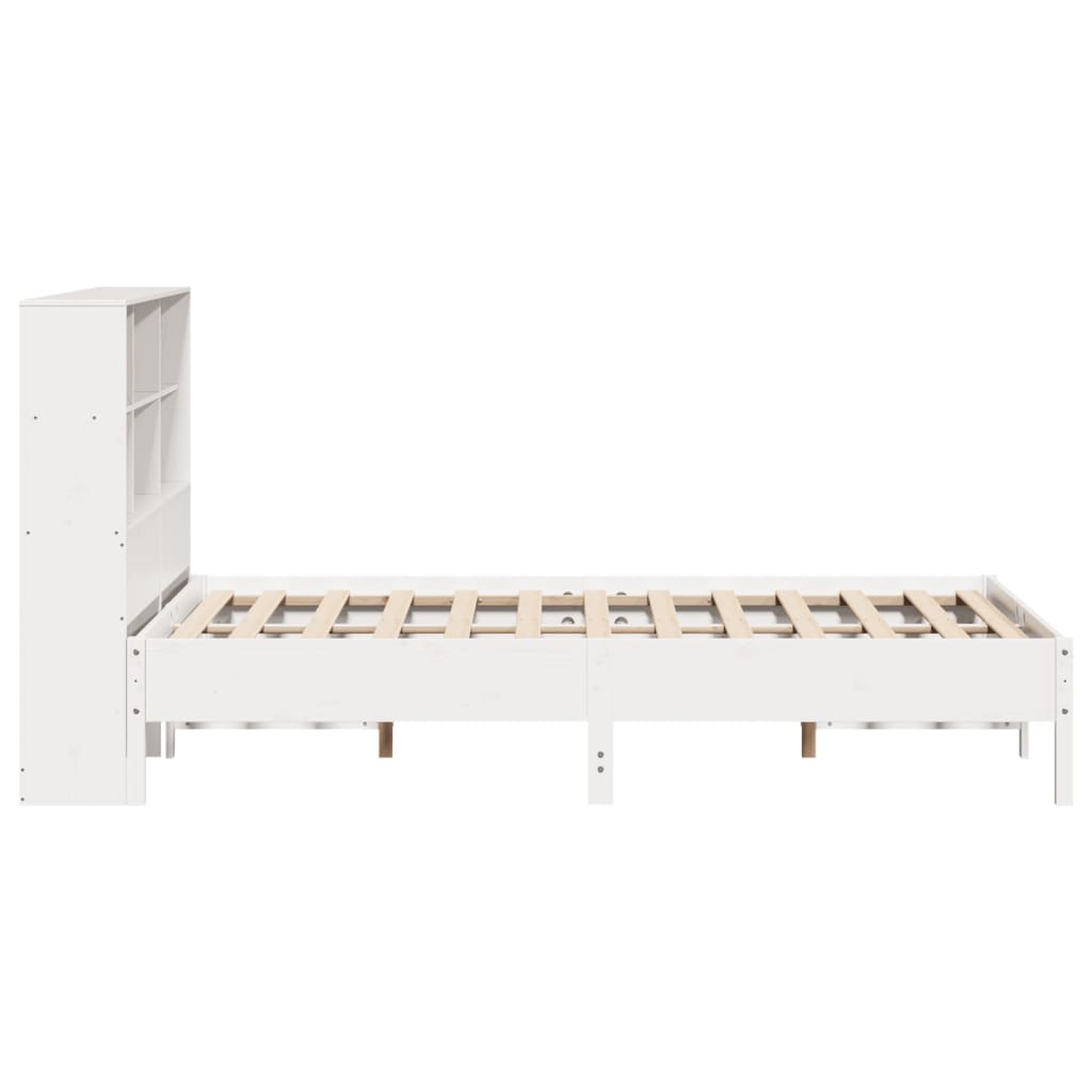 Cama con estantería sin colchón madera maciza blanca 120x190 cm V6760 Vetonek