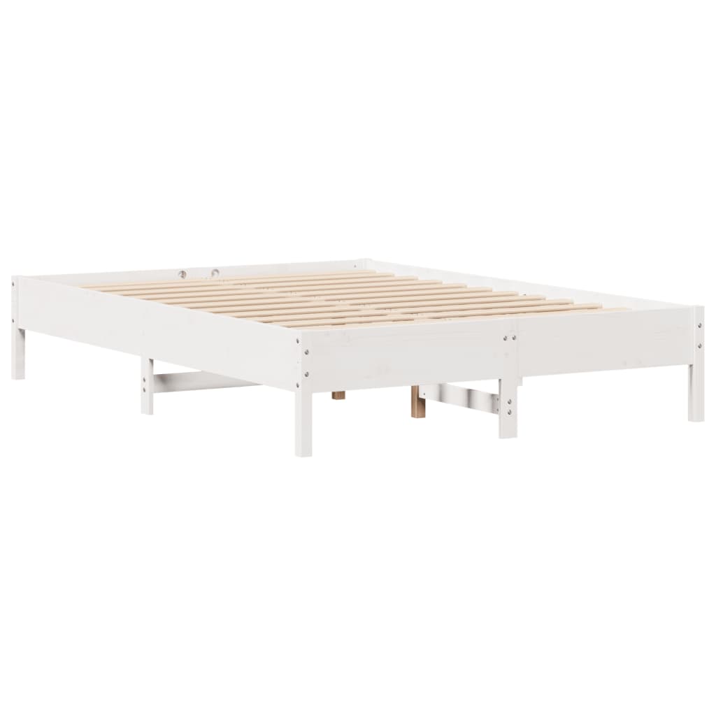 Cama con estantería sin colchón madera maciza blanca 120x190 cm V6760 Vetonek