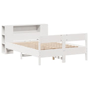 Cama con estantería sin colchón madera maciza blanca 150x200 cm v7330 - Vetonek