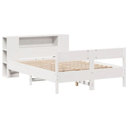 Cama con estantería sin colchón madera maciza blanca 120x200 cm v7392 - Vetonek