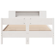 Cama con estantería sin colchón madera maciza blanca 120x200 cm v7392 - Vetonek