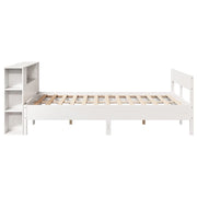 Cama con estantería sin colchón madera maciza blanca 120x200 cm v7392 - Vetonek