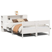 Vetonek Cama con estantería sin colchón madera maciza blanca 120x190 cm