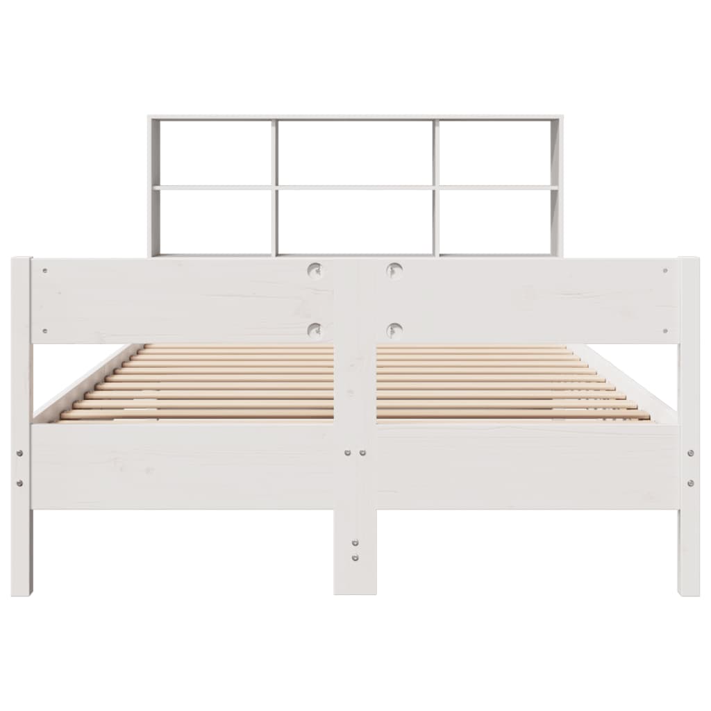 Cama con estantería sin colchón madera maciza blanca 120x200 cm V7781 Vetonek