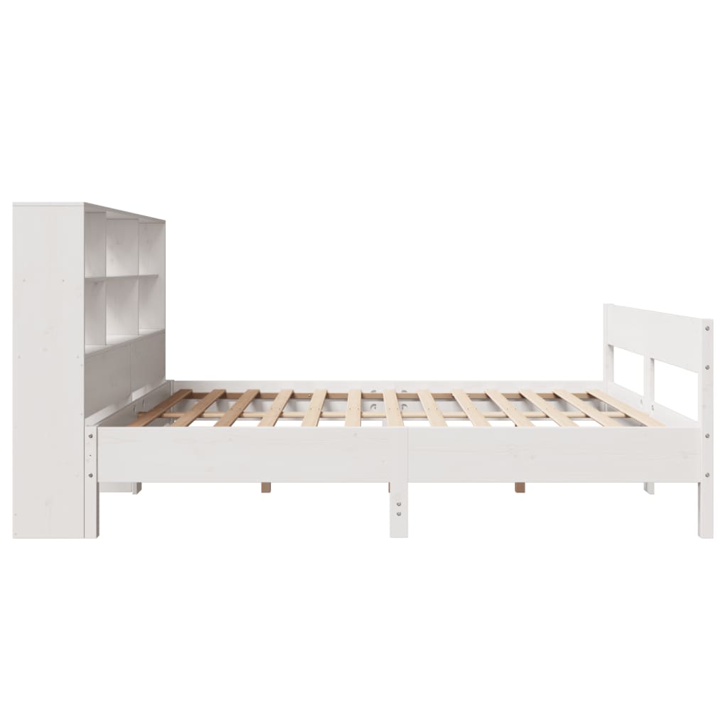 Cama con estantería sin colchón madera maciza blanca 120x200 cm V7781 Vetonek