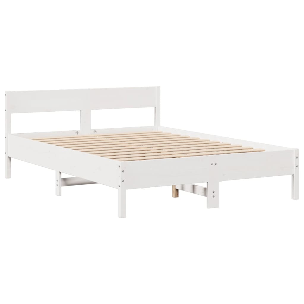 Cama con estantería sin colchón madera maciza blanca 120x200 cm V7781 Vetonek