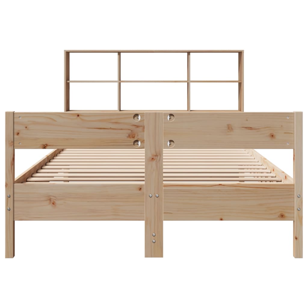 Cama con estantería sin colchón madera maciza de pino 120x190cm V7927 Vetonek