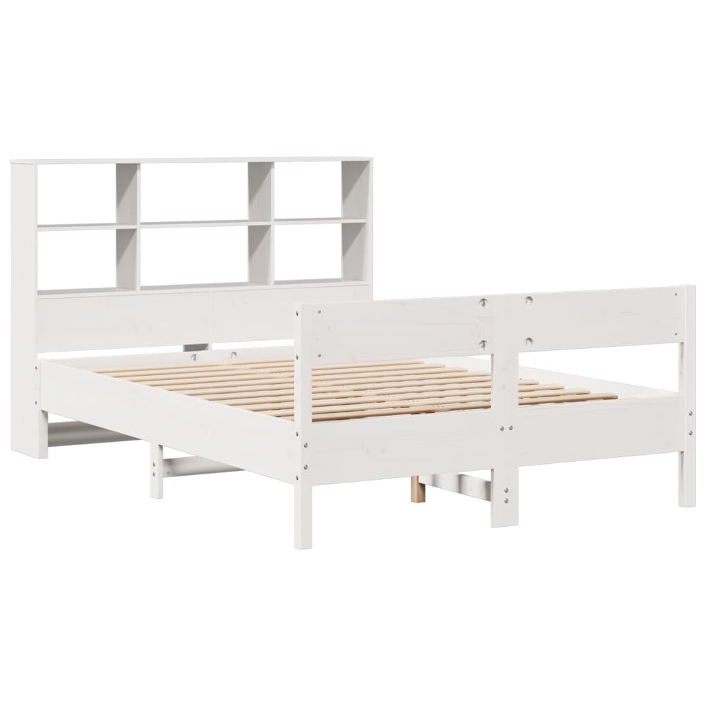 Cama con estantería sin colchón madera maciza blanca 120x190 cm V7934 Vetonek