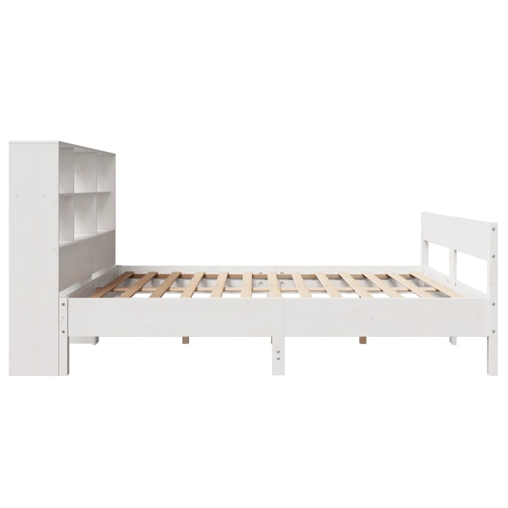 Cama con estantería sin colchón madera maciza blanca 120x190 cm V7934 Vetonek