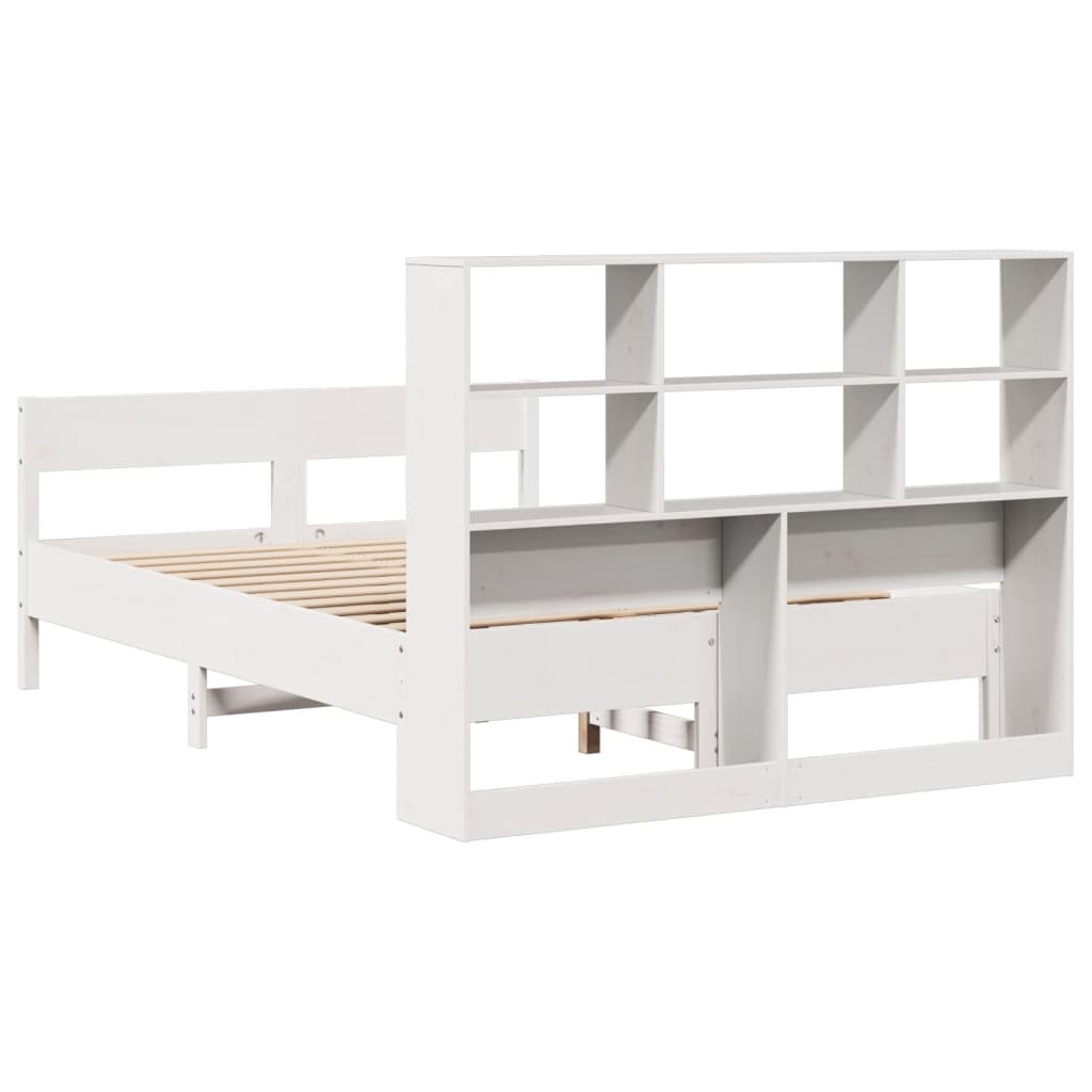 Cama con estantería sin colchón madera maciza blanca 120x190 cm V7934 Vetonek