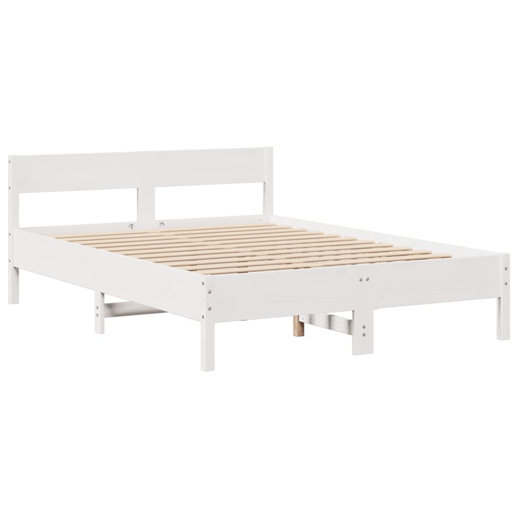 Cama con estantería sin colchón madera maciza blanca 120x190 cm V7934 Vetonek