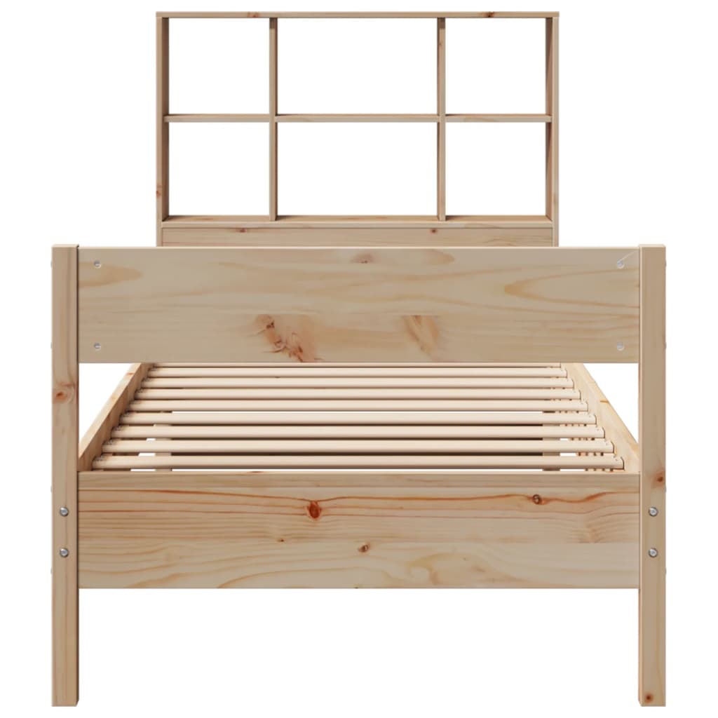 Cama con estantería sin colchón madera maciza de pino 90x190 cm V7958 Vetonek