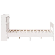 Cama con estantería sin colchón madera maciza blanca 150x200 cm v8115 - Vetonek
