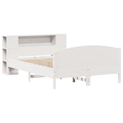 Cama con estantería sin colchón madera maciza blanca 150x200 cm V63 - Vetonek
