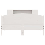 Cama con estantería sin colchón madera maciza blanca 150x200 cm V63 - Vetonek