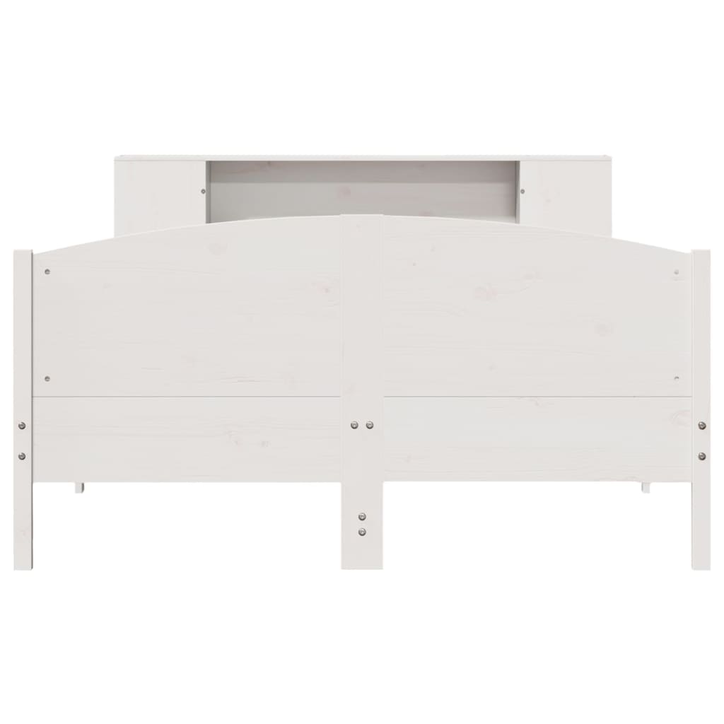 Cama con estantería sin colchón madera maciza blanca 150x200 cm V63 - Vetonek