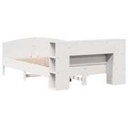 Cama con estantería sin colchón madera maciza blanca 150x200 cm V63 - Vetonek