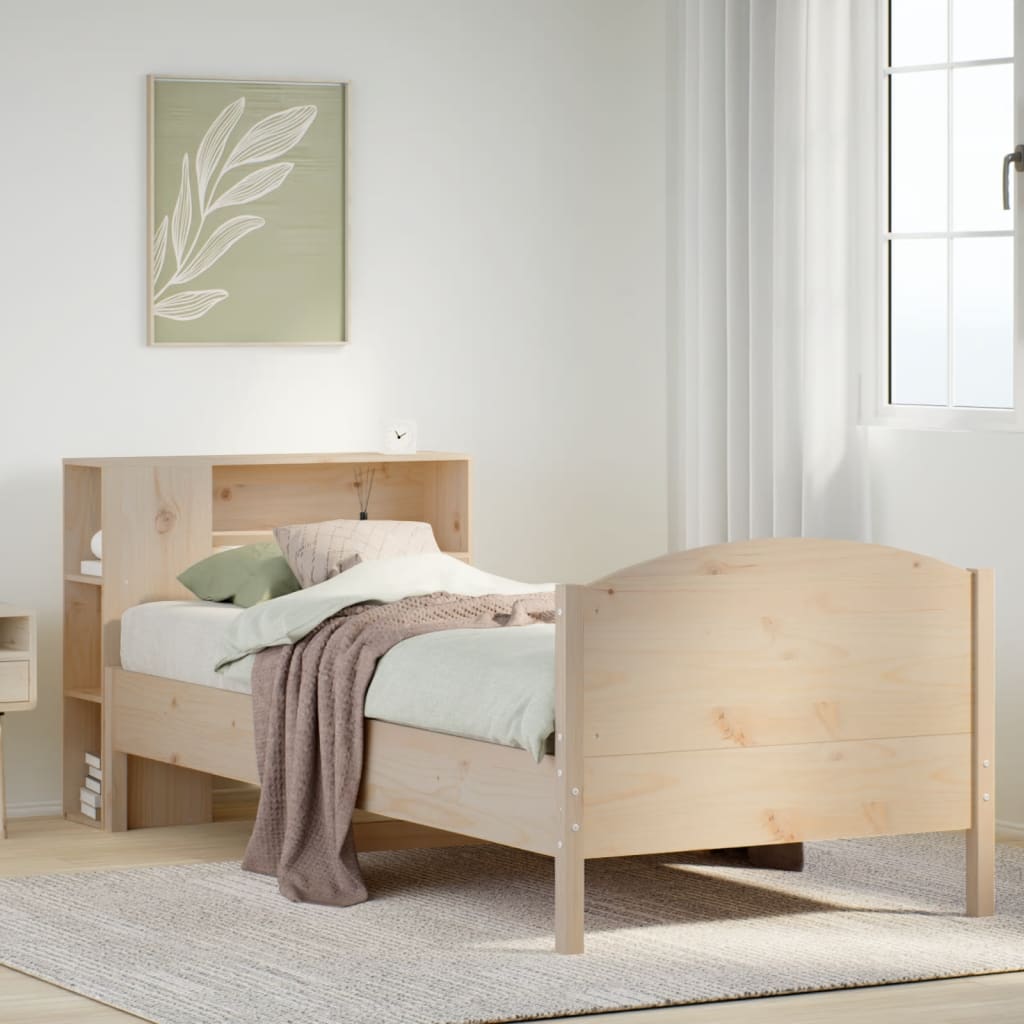 Cama con estantería sin colchón madera maciza de pino 90x190 cm v8733 Vetonek