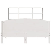Cama con estantería sin colchón madera maciza blanca 150x200 cm v8894 - Vetonek