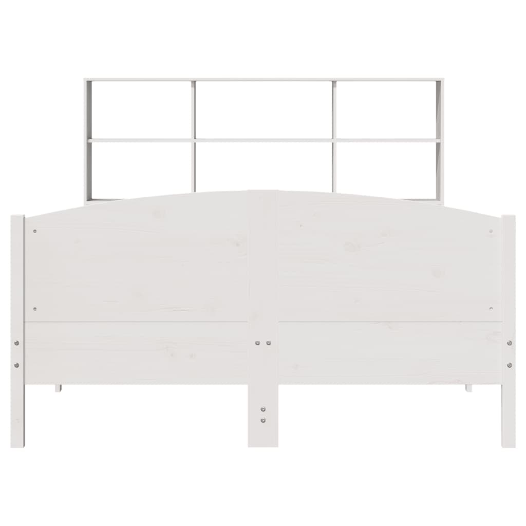 Cama con estantería sin colchón madera maciza blanca 150x200 cm v8894 - Vetonek